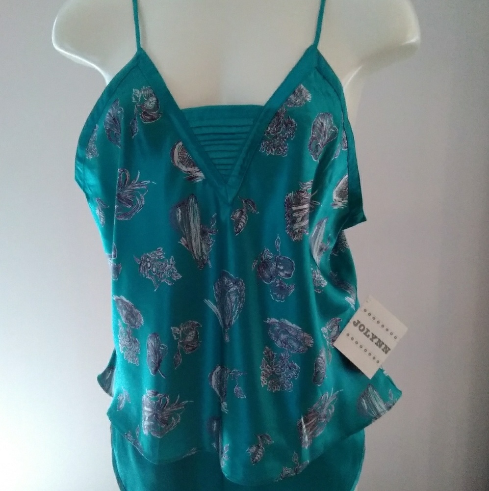 Jolynn green print cami/tap set